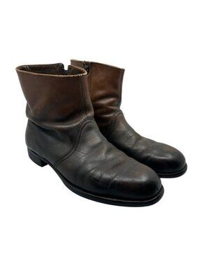 Cat's Paw Men's 8 E Brown Leather Ankle Boots Western Biker Moto Vintage 70s 80s